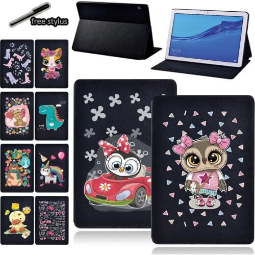 For Huawei MediaPad M5 Lite/M5 10.8/MediaPad T5 10 10.1/ T3 8/T3 10 9.6 Inch Tablets Case Flip Stand Cover Case + Free Stylus