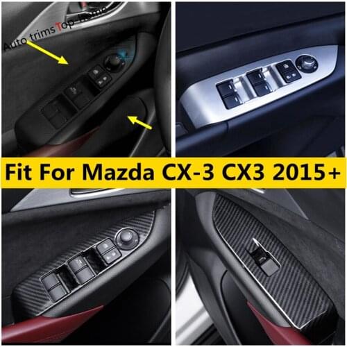 For Mazda CX-3 CX3 2015 - 2020 Door Armrest Panel Window Lift Button Cover Trim Carbon Fiber Look / Matte Accessories Interior
