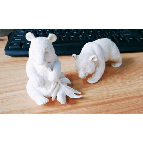 White mold for DIY model doll panda doll pvc figure 2pcs/set