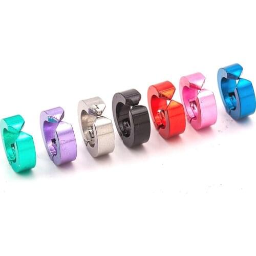 Fashion Korean Version Color Punk Earrings male anti-allergy Earrings Titanium steel earrings clip ear nails without earhole