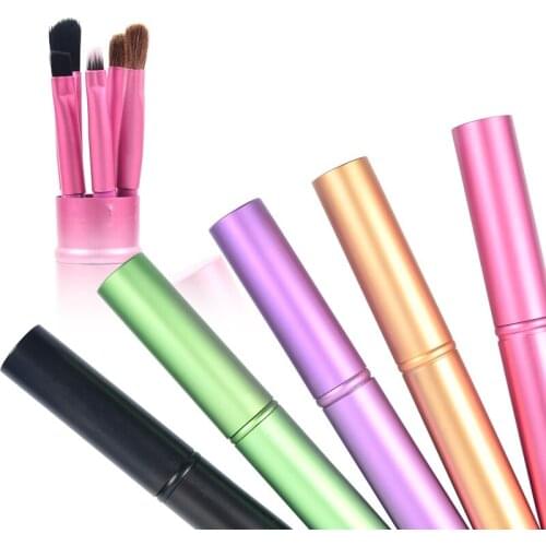 New 5 Pcs Eye Makeup Brushes Set shadow Liner Shadow Kit Pony Hair Black Tool With Cup Tube Holder