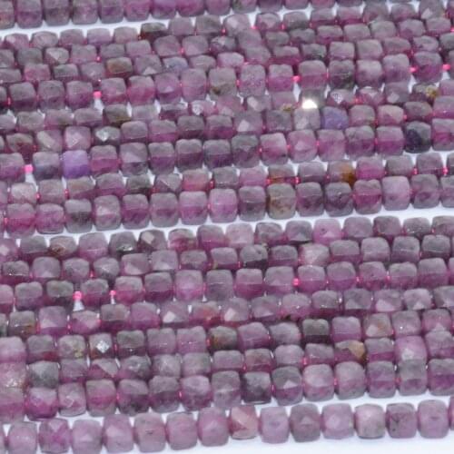 Natural Violet Purple Sapphire Irregular Faceted Cube Beads 3.9mm-4mm