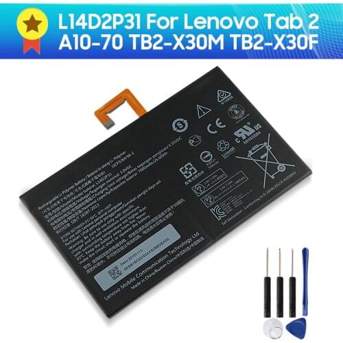 Genuine Replacement Battery L14D2P31 for Lenovo Tab 2 A10-70 LC/A10-70F TB2-X30M TB2-X30F 7000mAh 26.6wh 4.36V