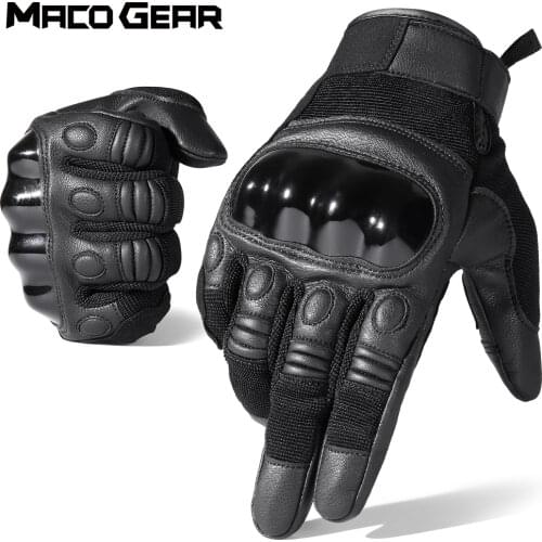 Tactical Gloves Black Full Finger Leather Glove Cycling Military Training Sports Bicycle Climbing Shooting Hunting Mittens Men