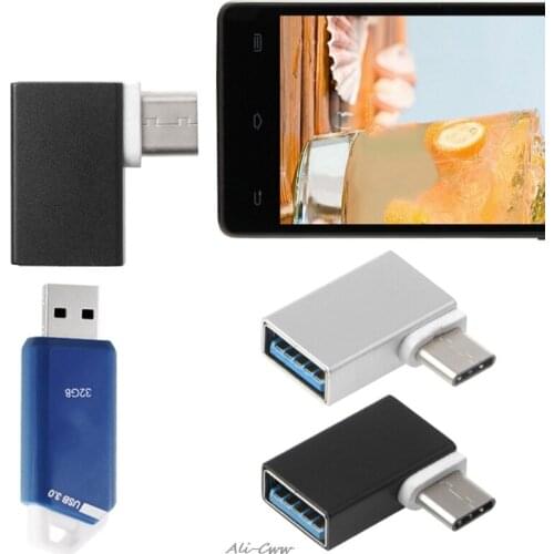 90 Degree Type C To USB 3.0 Female Data OTG Converter For Macbook Android Phone