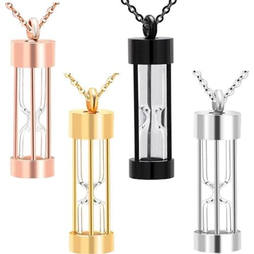 Eternity Memory Hourglass Urn Necklace Memorial Cremation Jewelry Stainless Steel Pendants Locket Holder Ashes for Pet/Human