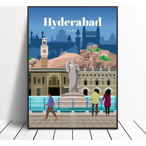 Travel to Hyderabad Canvas Travel poster Wall Art Pictures for Living Room Home Decor No Frame