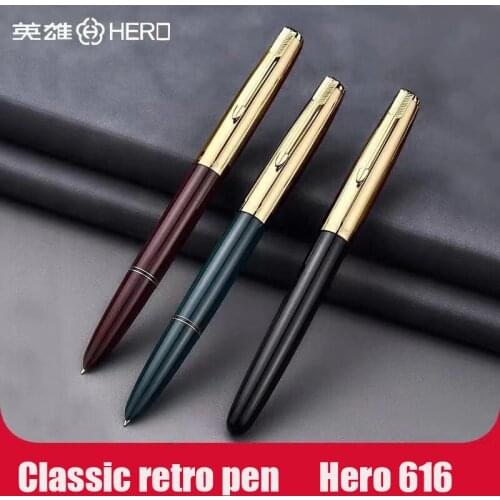 HERO 616 Fountain Pen Arrow Mark Ink Pen Stainless Steel Cap Fine Nib Stationery Office school supplies Writing Gift