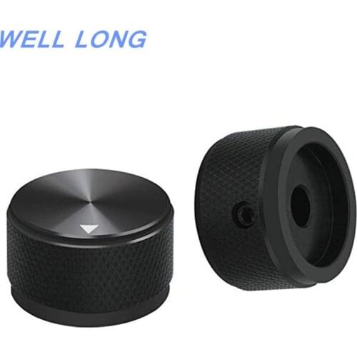 4pcs Black Aluminum Alloy Potentiometer Control Knob Volume Audio Electric Guitar Bass Screw Type 25 x 15.5mm (dh) KNOB-03-25BK