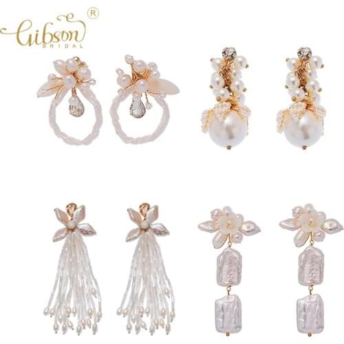 Mixed Styles Handmade Earrings Flower Crystal Ear Clip Accessories Wedding Bridal Dangle Earring For Women Jewelry