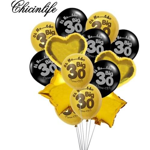 Chicinlife 1set 30th/40th/50th adult Aged Anniversary balloon Happy Birthday party Gold Black balloon Decoration supplies