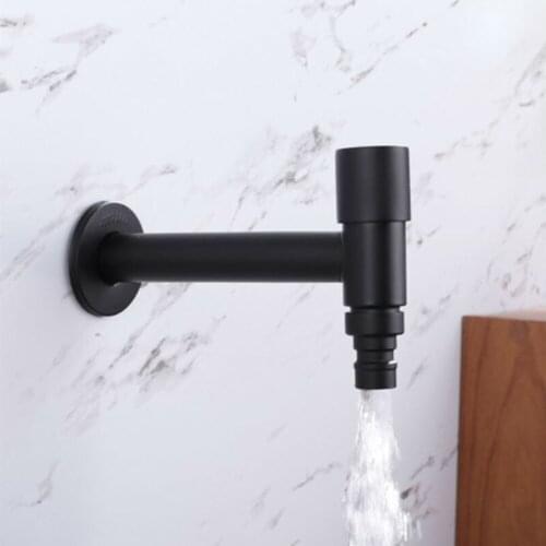 Basin Sink Bathroom Faucet Black Stainless Steel Wall Mounting Faucet Bathroom Vanity Cold Water Bar Taps