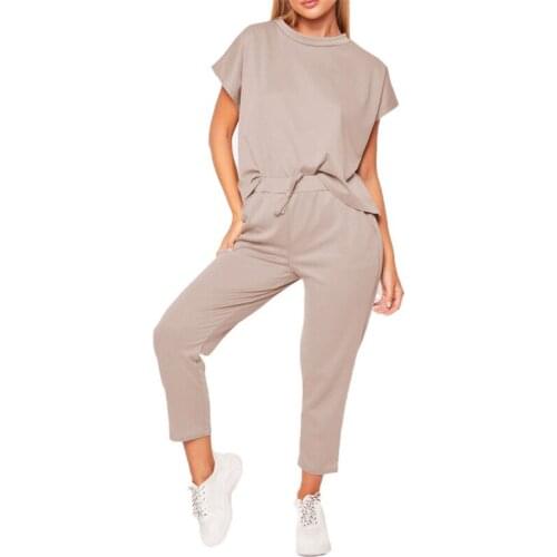 Tracksuit Women Two Piece Set Summer Clothes Short Sleeve Top and Long Pants Sets Casual Loose Outfit Womens Sets Jogging Femme