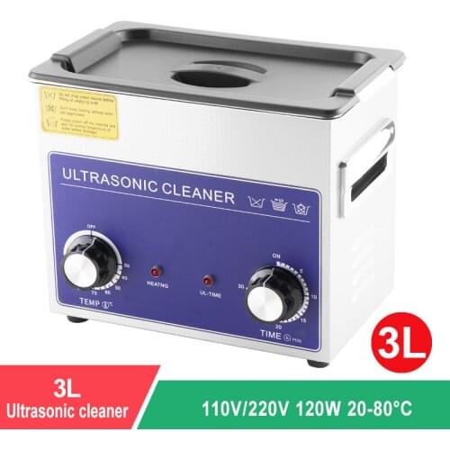 3L Ultrasonic Cleaner 120W Ultrasonic Cleaner Heater Timer Knob Control Oil Stain Remover Surgery Clinic Dental