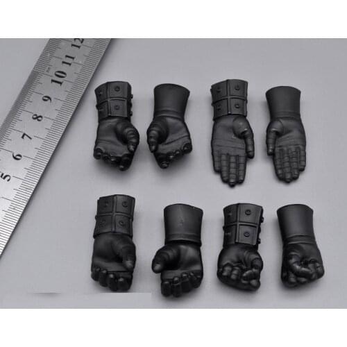 In Stock For Sale 1/6th Soldier RAH Black Long Straight Glove Hand Model 8PCS/SET For Usual 12inch Doll Figures Collection