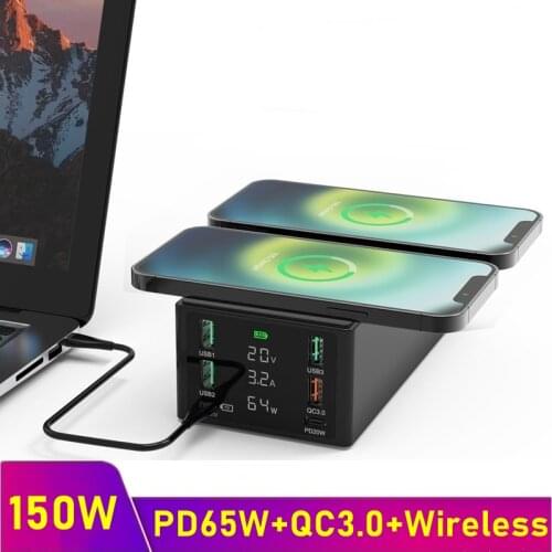 150W Multi Usb Charger QC3.0 Fast Wireless Charger For Iphone 11 12 Pro Max PD 65W Charger Charging Dock Station for Macbook Air