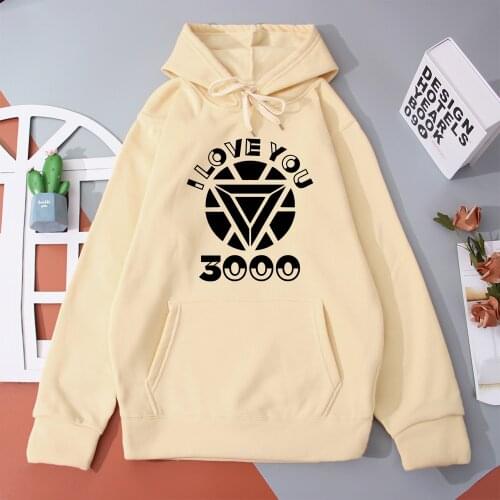 Iron Man I Love You 3000 Hooded Women Cartoon Disney Marvel Sweatshirts Comfortable Hoodies Casual Fleece Female Streetwear