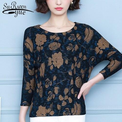 Womens tops and blouses 2021 spring Lace Floral O-Neck women long sleeve shirts ladies tops plus size women 4XL vintage 8325 50