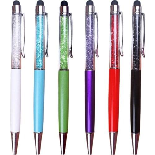 6 Pcs/Set 2-In-1 Stylus Pen Crystal TouchScreen Ballpoint Pens for Writing School Office Stationery JR Deals