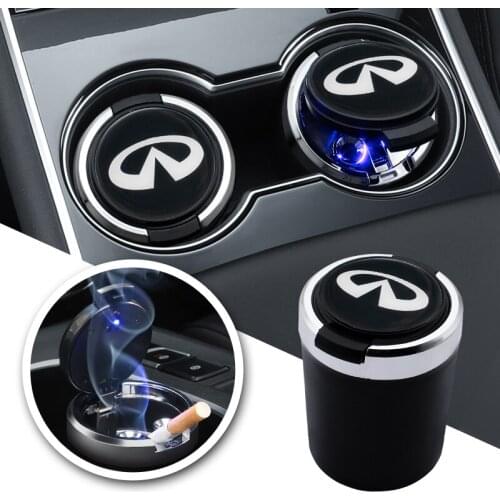 1/2PCS Car LED Ashtray Trash Garbage Bin Dust Case Storage Cup For Infiniti FX35 Q50 ESQ QX50 QX60 QX70 Car Styling Accessories