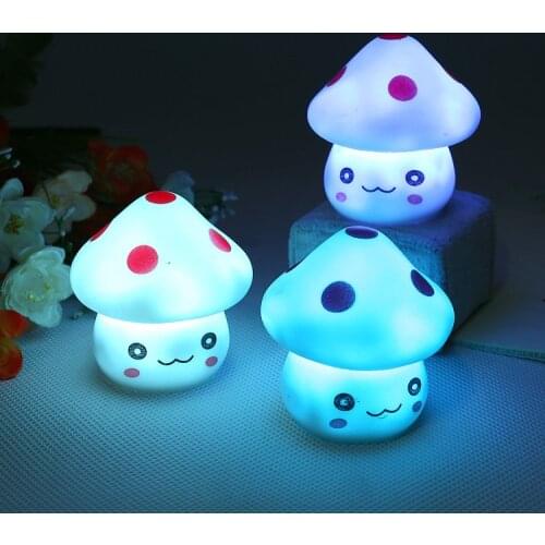 1PC Night Lamp Color Changing LED Mushroom Lamp Party Lights Mini Soft Baby Child Sleeping Nightlight Novelty Luminous Toy Gift