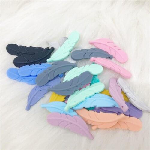 Baby Teething Accessories 10pcs Silicone Feather Teether BPA Free Silicone Pendants For Baby Rattle Pacifier Clip Baby Teether