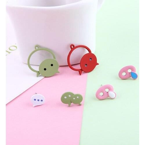 10pcs New Design Hot-sales Alloy Scrub paintpe sonality Dialog Symbol pendant Stud Earrings for Women Diy Jewelry Accessories