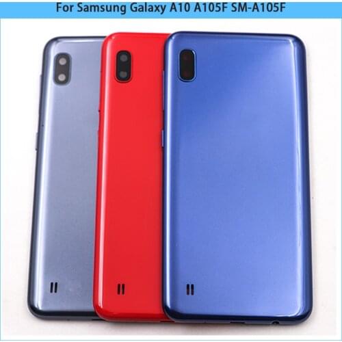 New A10 Rear Housing Case For Samsung Galaxy A10 A105F SM-A105F Plastic Battery Cover Door Back Cover Camera Lens Replace
