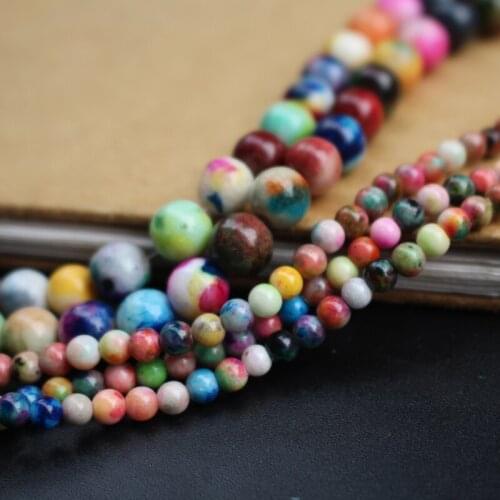 15.5" 4mm 8mm Stone Beads Round Loose beads Mottled Mix Colors Fashion Beads For Earrring Necklace Bracelet Making DIY Accessoir