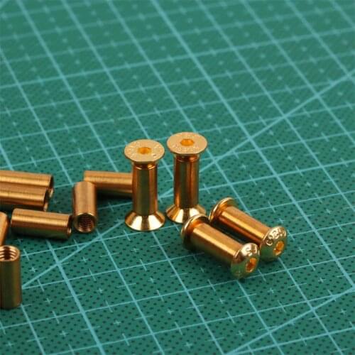 2Pieces M4 Gold Knives screw Rivet For DIY tools material Knife handle plate Fastening Plum style Furniture processing screw