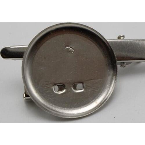 20 Silver Tone Round Glue on Pad Brooch Back Pin Clip Findings 39mm