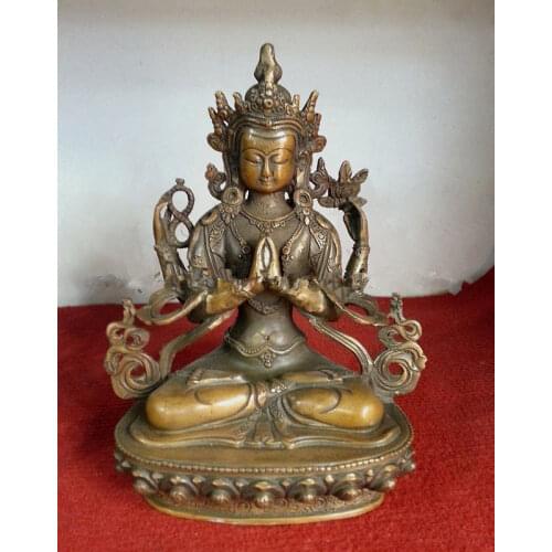 21 cm * / The collection!Old Chinese antiques dynasty copper figure of Buddha