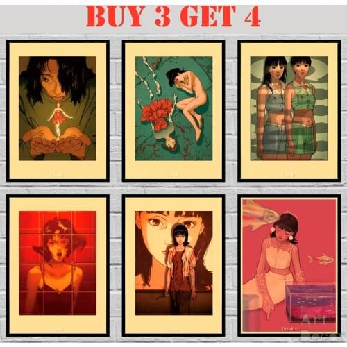30 Designs Kon Satoshi Perfect Blue Kraft paper Poster HomeDecal Painting Wall Sticker 42X30cm