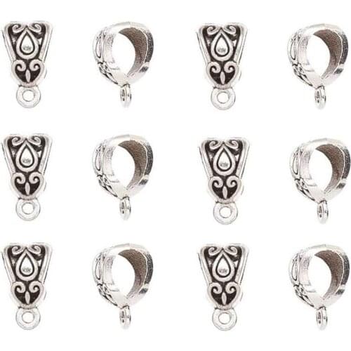 50pcs Alloy Beads Bails Connector for DIY Necklace Bracelet Jewelry Charm Pendant Hanging Adapter