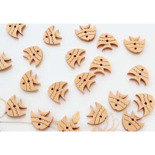 500pcs small Decorative Fish Wood Buttons wooden pendants beads charm cabochons 19mm lovely fish wood beads