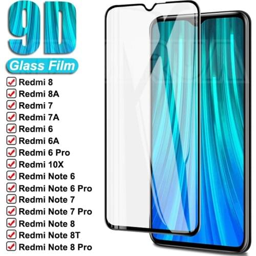 9D Full Tempered Glass For Xiaomi Redmi 8 8A 7 7A 6 6A K20 K30 10X Pro Protective Glass Redmi Note 8T 8 7 6 Pro Screen Protector
