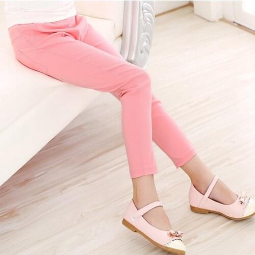 2019 Spring Summer Elestic Waist Skinny Girls Pencil Pants Kids Candy Color Casual Long Pants For Girls Children leggings