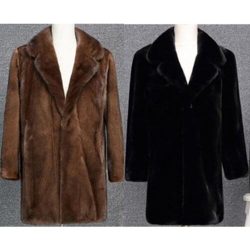 Black brown autumn faux mink leather jacket mens winter thicken warm fur leather coat men slim jackets jaqueta de couro fashion