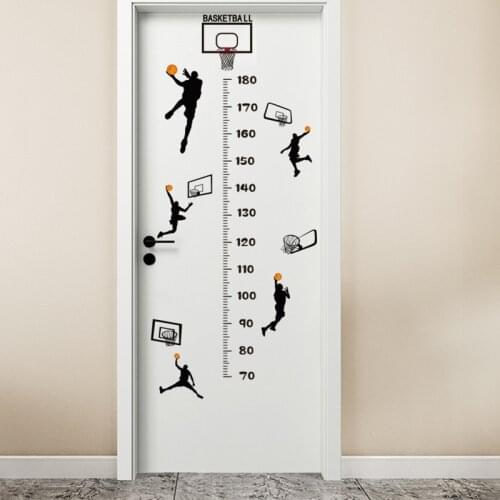 Children Boy Room Decoration Letter Height Wall Decals Childrens Room Cartoon Basketball Height Ruler Wall Stickers Art