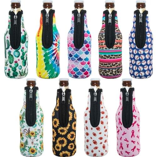 Beer Bottle Holders to Keep Cold With Zipper Insulated Beer Cooler Bottle Neoprene Sleeve with Zipper