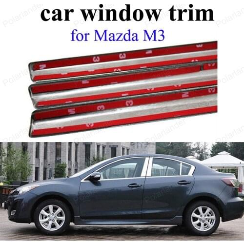 For M-azda M3 full Car Window Trim Stainless Steel Decoration Strips car styling with center pillar
