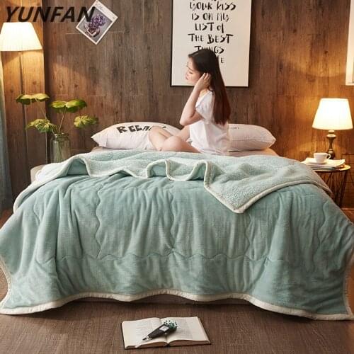 Double sided Fleece blankets and throws Adult Thick Warm winter Blankets queen Soft Flannel green Blankets On Bed Christmas gift