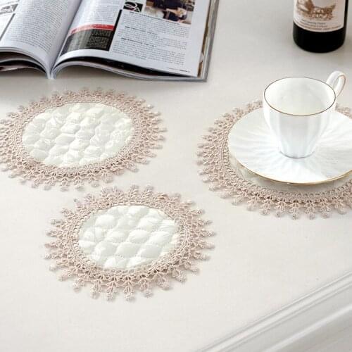 European Style Lace Fabric Coaster Table Heat Insulation Plate Cushion Embroidery Craft Anti-Scald Bowl Cushion Table Mat