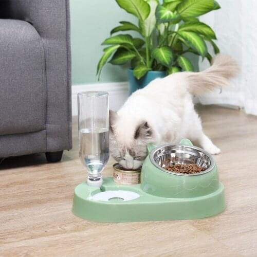 Cat Dog Bowl 15 Degrees Tilt Raised Design Pet Food Bowls 500ML Water Bottle Protect Pets Spine, Drink and Food Bowls for Cat