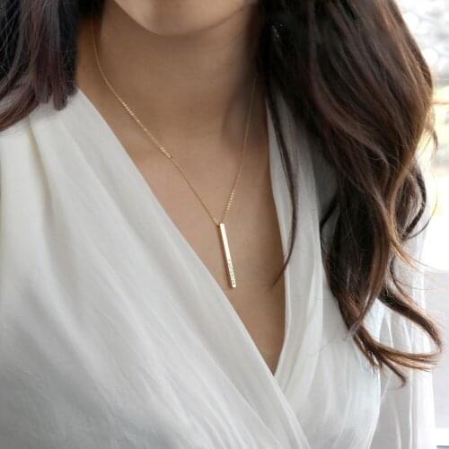 JUJIE Fashion Square Design Engraving Necklace For Women 2020 Stainless Steel Necklace Pendant Jewelry Wholesale/Dropshipping