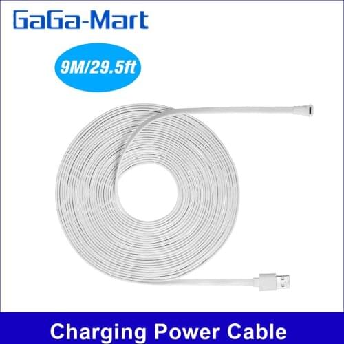 9M/6M/2M/ Charging Power Cable Fits for Arlo Pro, Arlo Pro 2, Arlo GO Weatherproof Indoor/Outdoor Flat Cable Aluminium Alloy