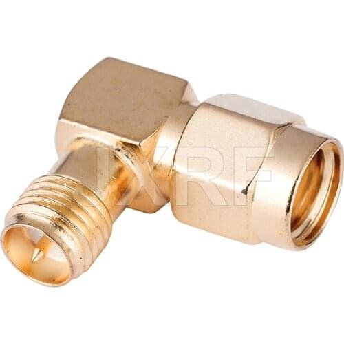 JX connector 2PCS RP-SMA Male Jack To RP SMA Female Jack Screw Thread Connector 90 Degrees Right Angle RF SMA Adapter for FPV