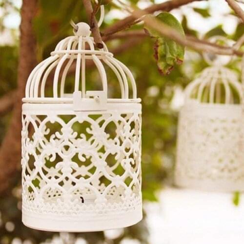 HOT SALE Creative Metal Tealight Candle Holder Hanging Lanterns Birdcage Candlestick Wedding Candlelight Dinner Party Home Table