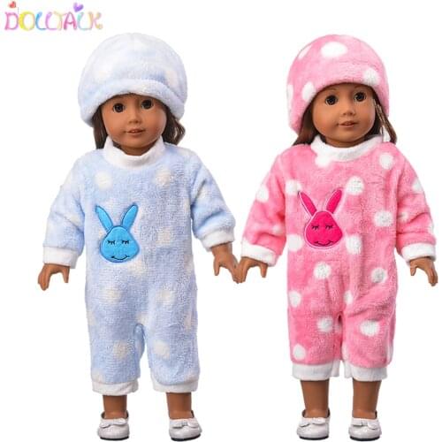 Doll Talk High Quality Baby New 18 Inch Girl Boy Doll Clothes Blue Pink Rabbit Rabbit Ear Hat For Chirdern Doll Accessories Gift