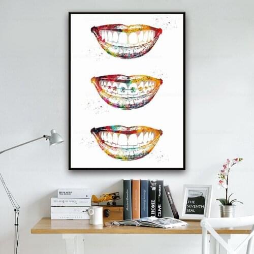 Wall Art Canvas Painting Poster Interesting Teeth Tableau Salon Canvas Prints Plakaty Na Sciane Room Decor Abstract Painting